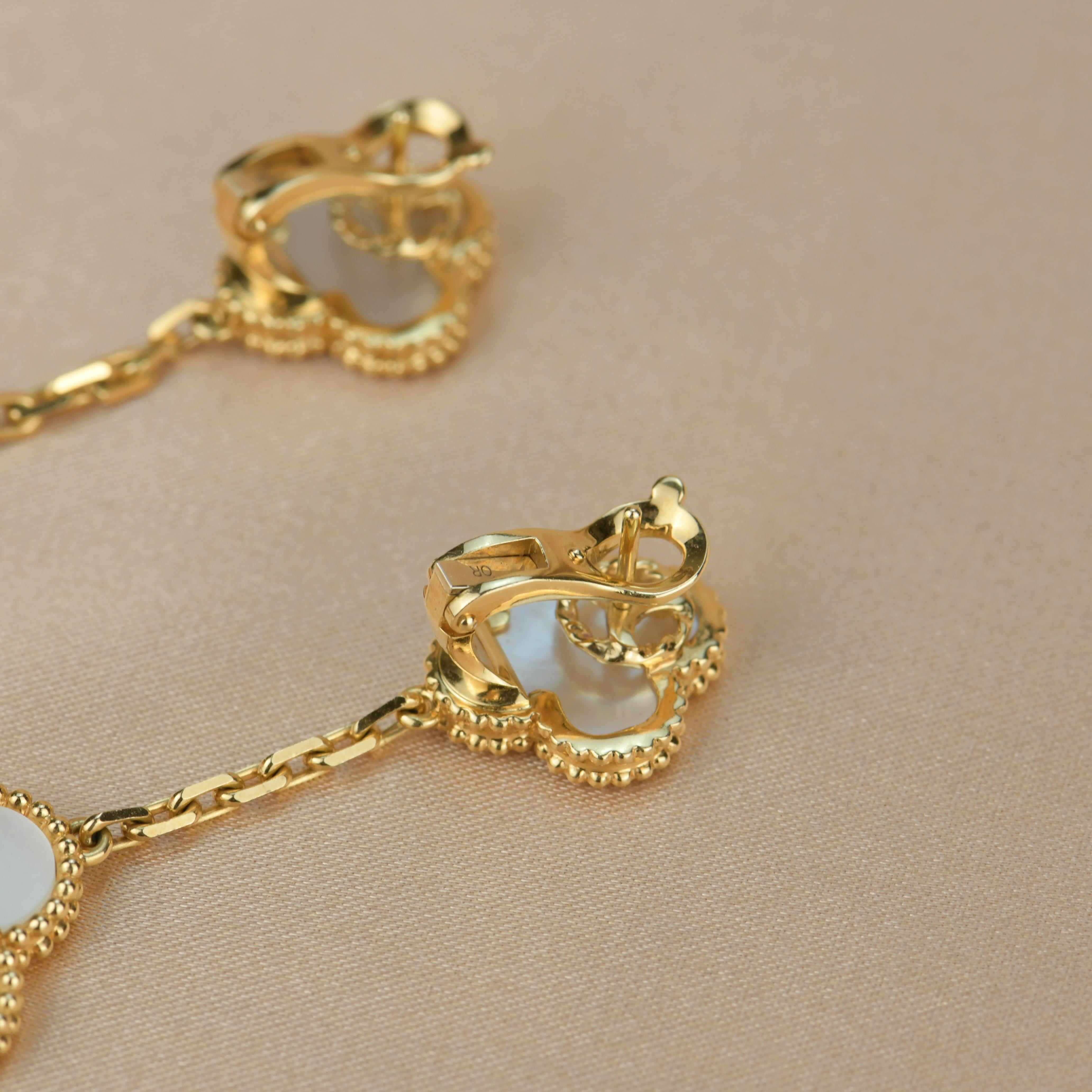 Van Cleef & Arpels Magic Alhambra Mother of Pearl Gold Earrings 1