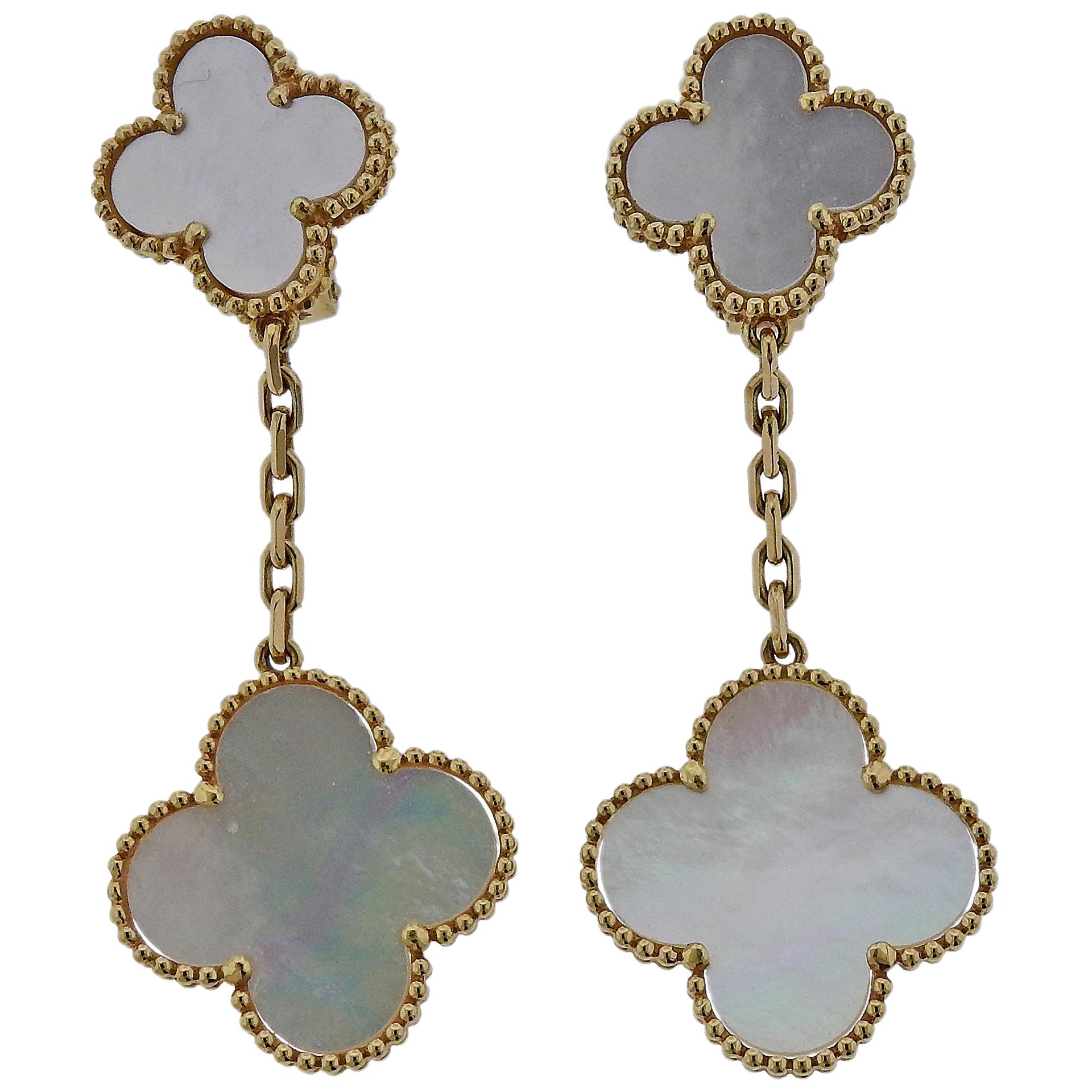 Van Cleef & Arpels Magic Alhambra Mother of Pearl Gold Earrings