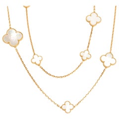 Van Cleef & Arpels Magic Alhambra Mother of Pearl Necklace in 18K Yellow Gold
