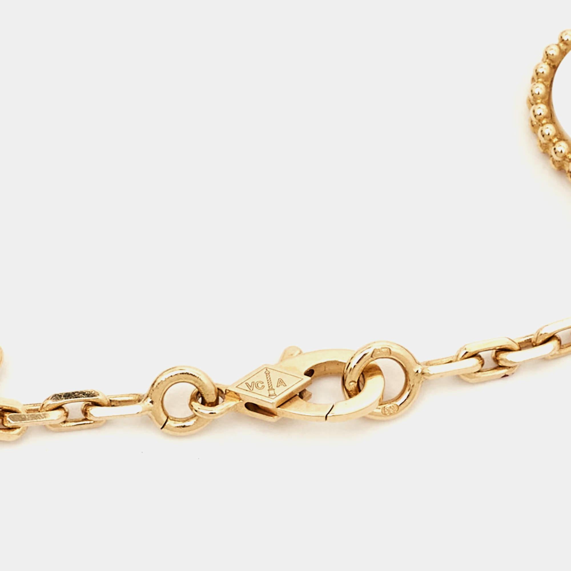 Uncut Van Cleef & Arpels Magic Alhambra Mother of Pearl Onyx 18k Yellow Gold Bracelet