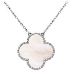 Van Cleef & Arpels Magic Alhambra Mother Of Pearl Small Pendant 18K White Gold