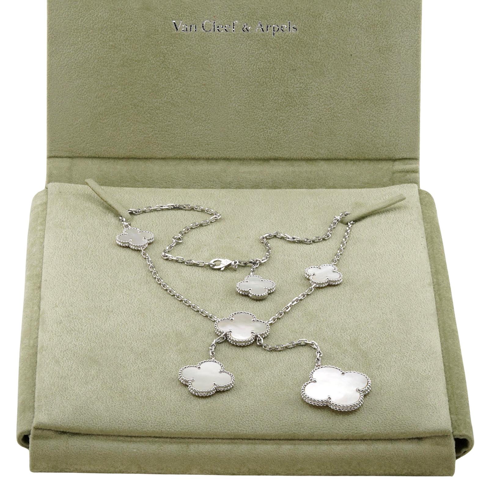 Women's VAN CLEEF & ARPELS Magic Alhambra Mother-of-Pearl White Gold 6-Motif Necklace