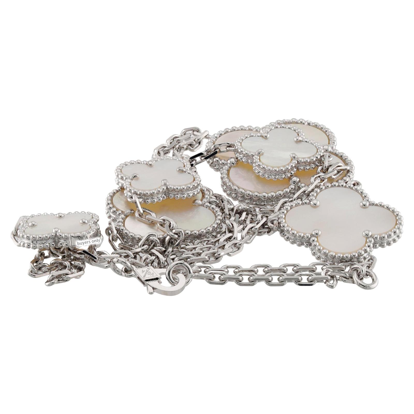 VAN CLEEF & ARPELS Magic Alhambra Mother-of-Pearl White Gold 6-Motif Necklace 3