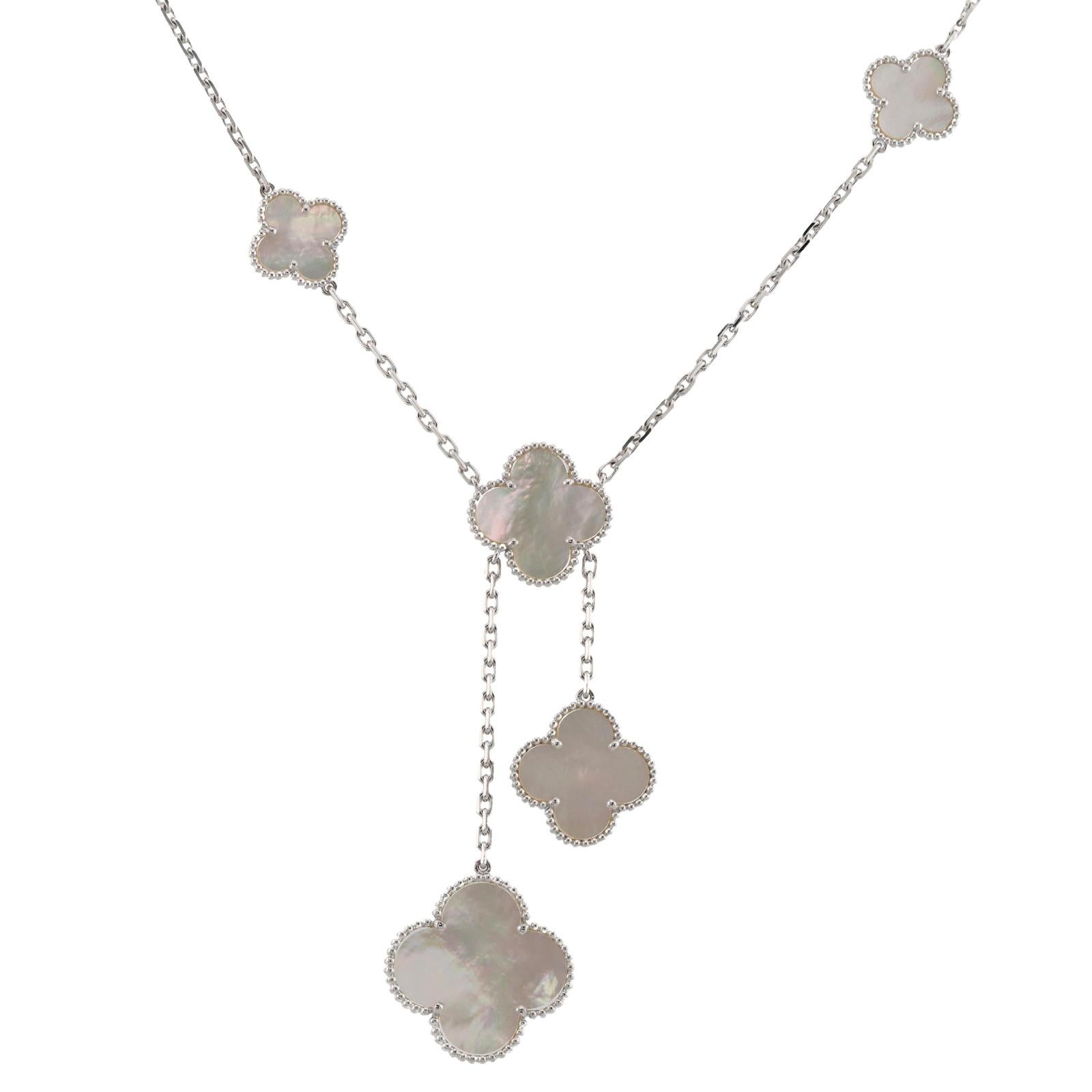VAN CLEEF & ARPELS Magic Alhambra Mother-of-Pearl White Gold 6-Motif Necklace 4