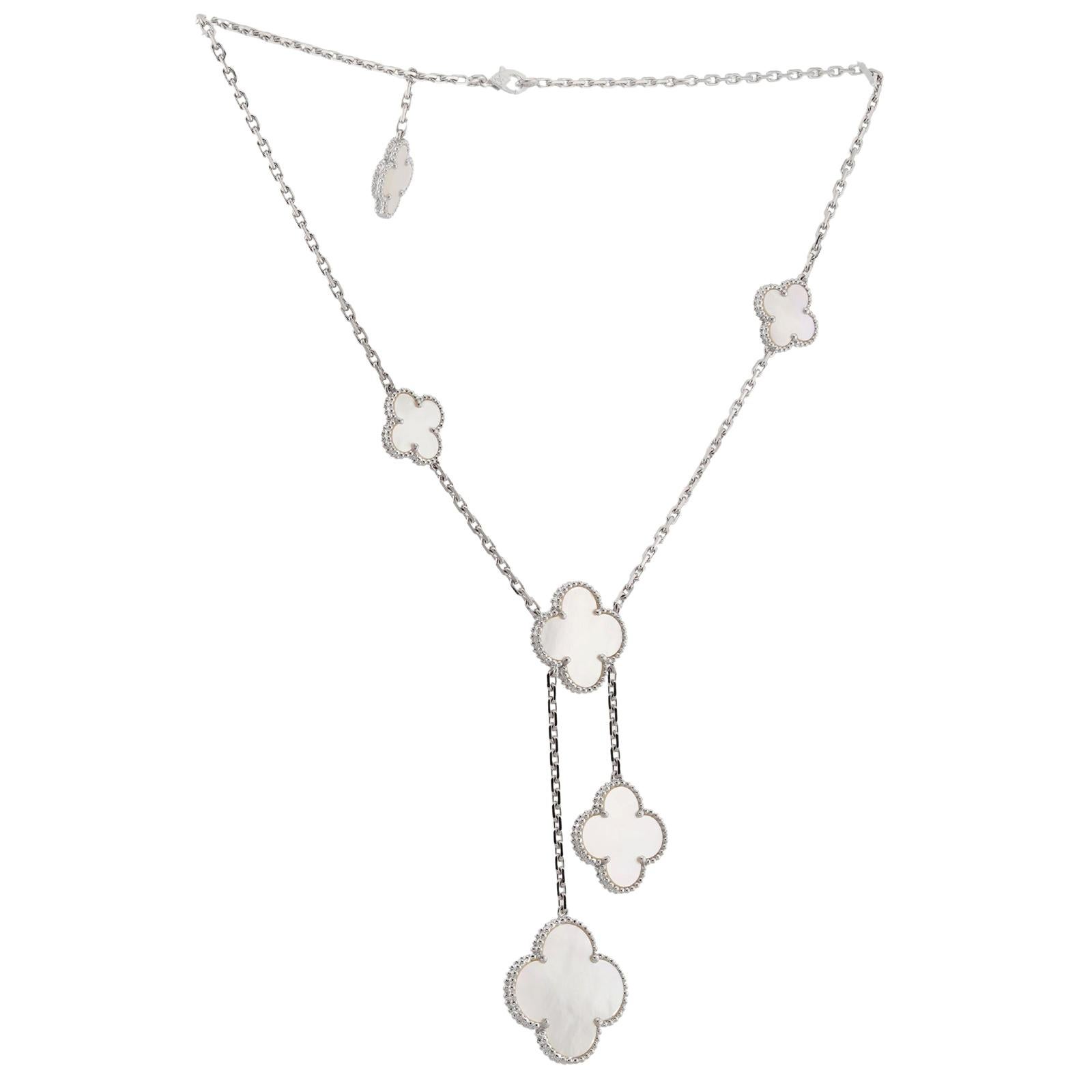 VAN CLEEF & ARPELS Magic Alhambra Mother-of-Pearl White Gold 6-Motif Necklace 5