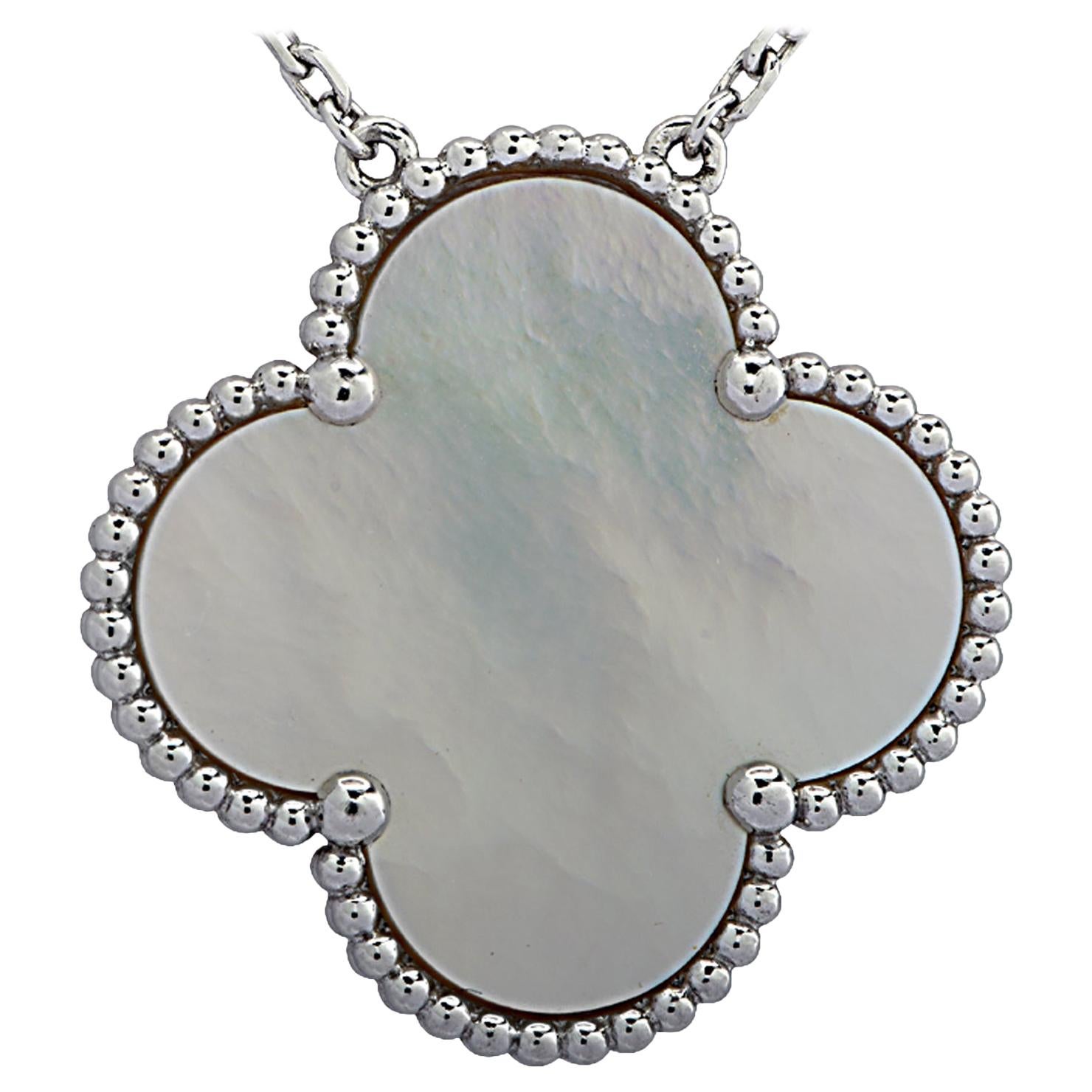 Van Cleef & Arpels Magic Alhambra Mother of Pearl White Gold Pendant Necklace