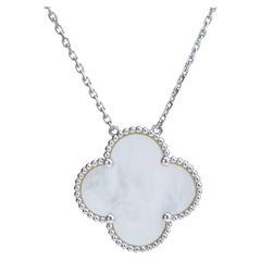 Van Cleef & Arpels Magic Alhambra Mother of Pearl White Gold Pendant Necklace