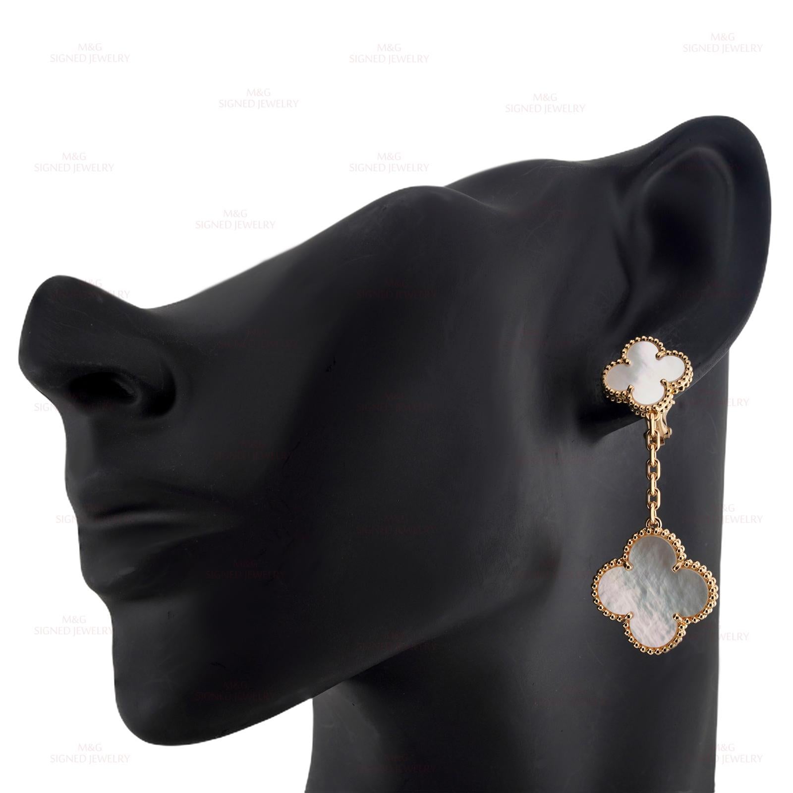 VAN CLEEF & ARPELS Magic Alhambra Perlmutt-Ohrringe aus Gelbgold mit 2 Motiven im Zustand „Gut“ im Angebot in New York, NY