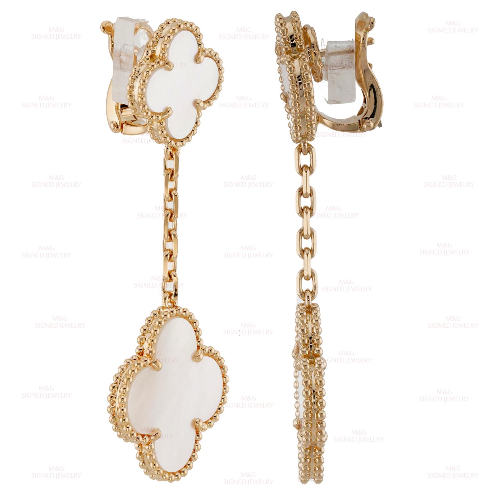 VAN CLEEF & ARPELS Magic Alhambra Perlmutt-Ohrringe aus Gelbgold mit 2 Motiven im Angebot 1