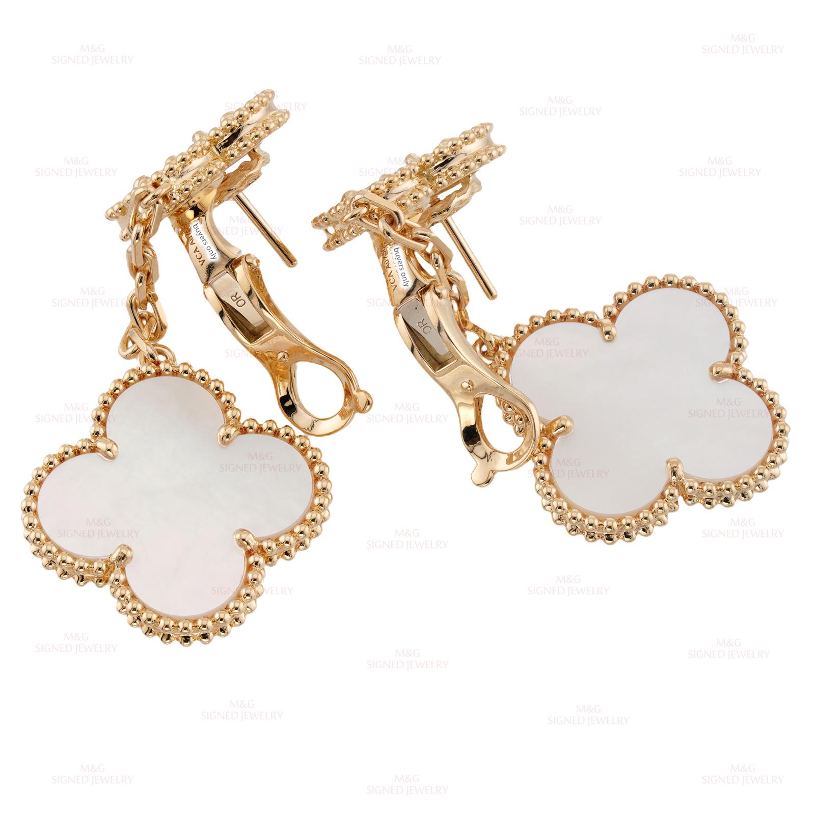 VAN CLEEF & ARPELS Magic Alhambra Perlmutt-Ohrringe aus Gelbgold mit 2 Motiven im Angebot 3