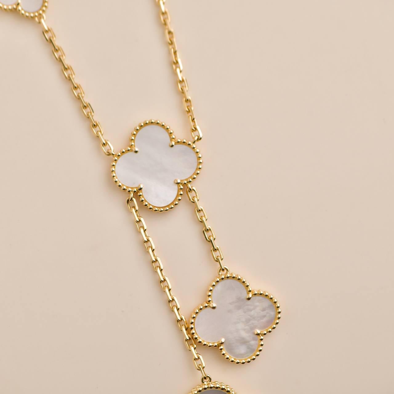 Van Cleef & Arpels Magic Alhambra Mother of Pearl Yellow Gold Necklace 3