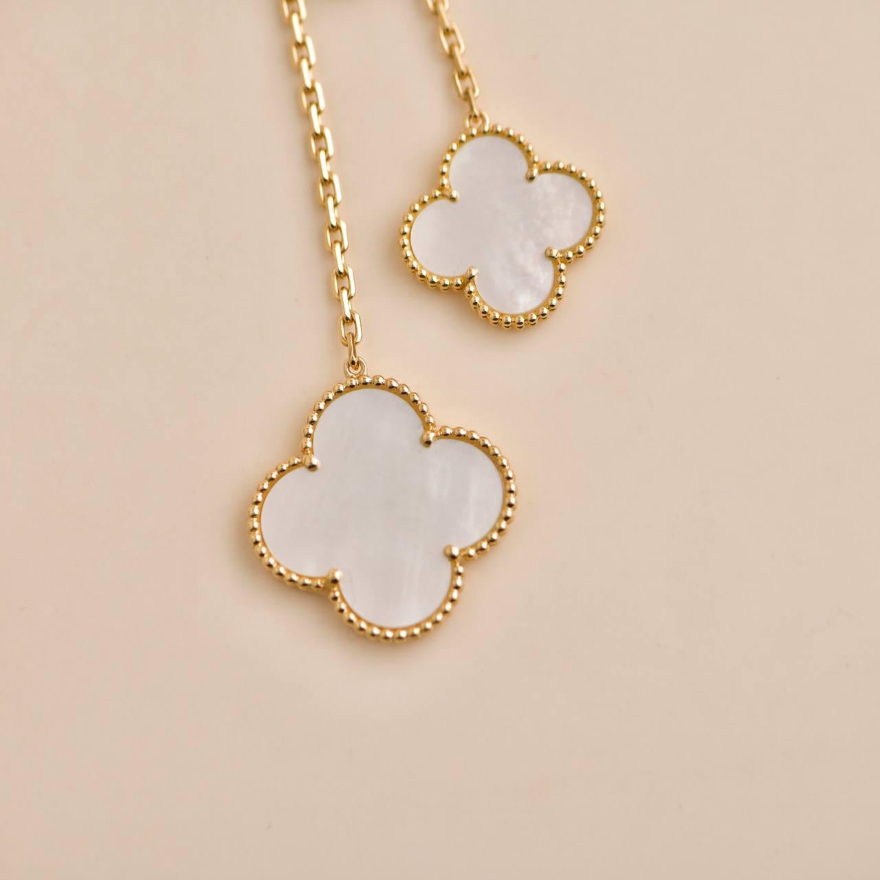 Van Cleef & Arpels Magic Alhambra Mother of Pearl Yellow Gold Necklace 4
