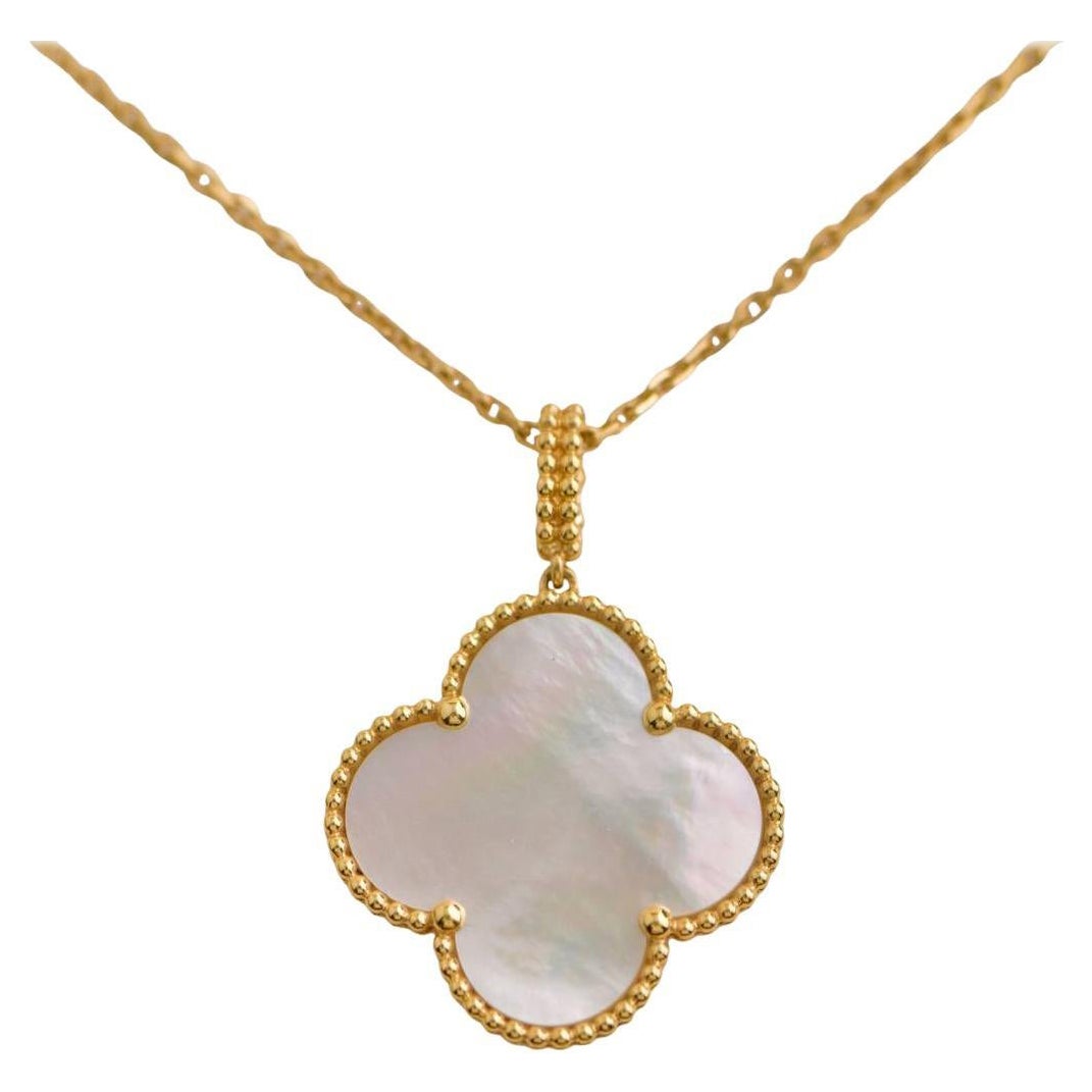 Van Cleef & Arpels Magic Alhambra Mother of Pearl Yellow Gold Pendant Necklace