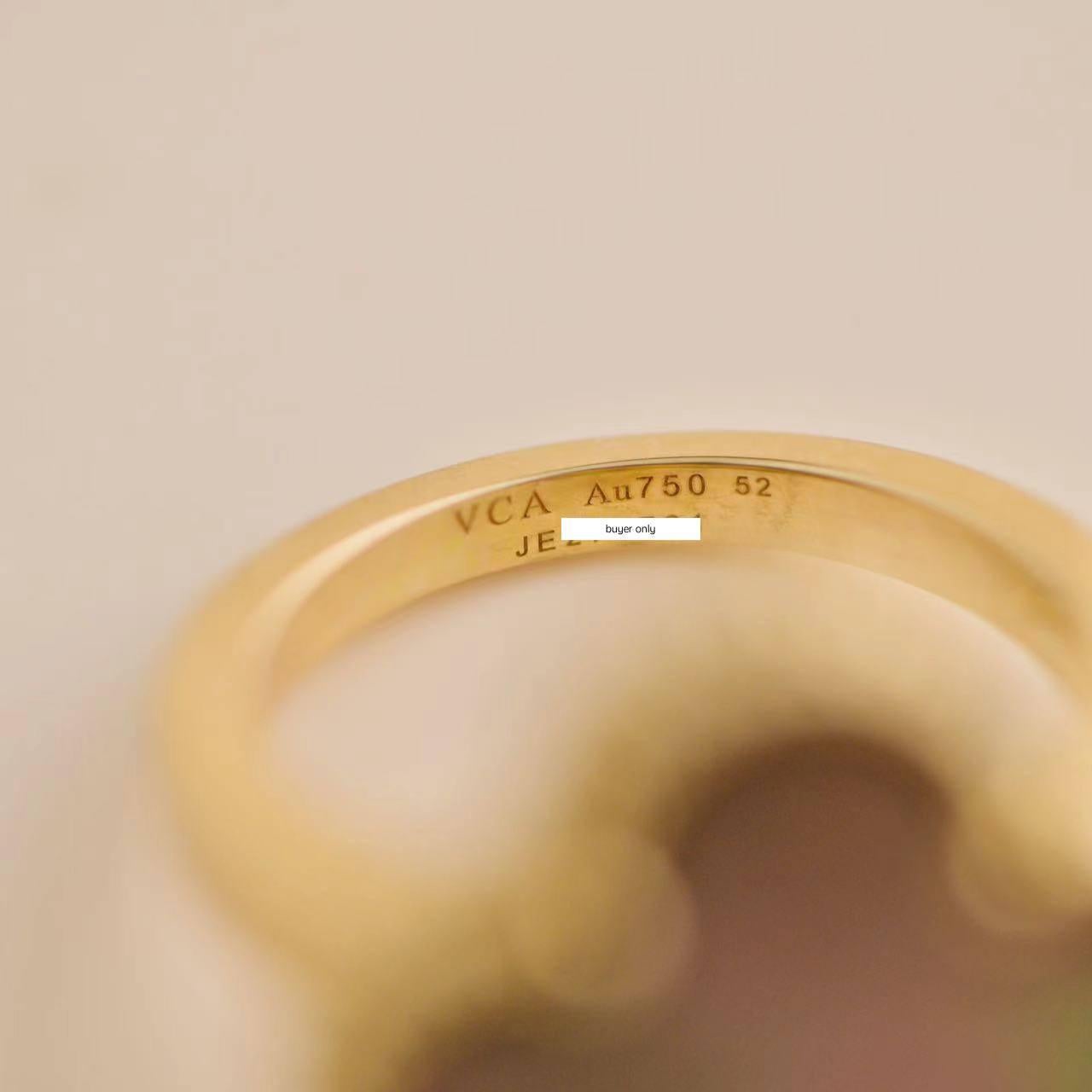 Women's or Men's Van Cleef & Arpels Magic Alhambra Mother of Pearl Yellow Gold Ring Size 52