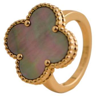 Van Cleef & Arpels Magic Alhambra Mother of Pearl Yellow Gold Ring Size 52