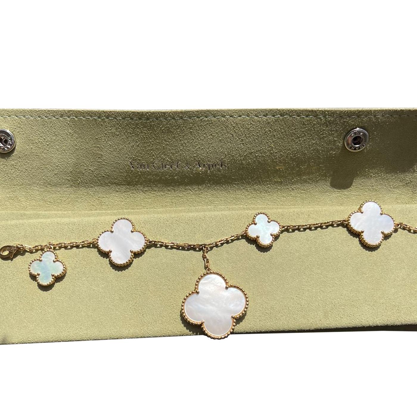 Modernist Van Cleef & Arpels Magic Alhambra Mother of Pearls 18K Yellow Gold Bracelet