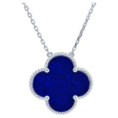 Van Cleef & Arpels Magic Alhambra Necklace Blue Sèvres Porcelain 18K White Gold