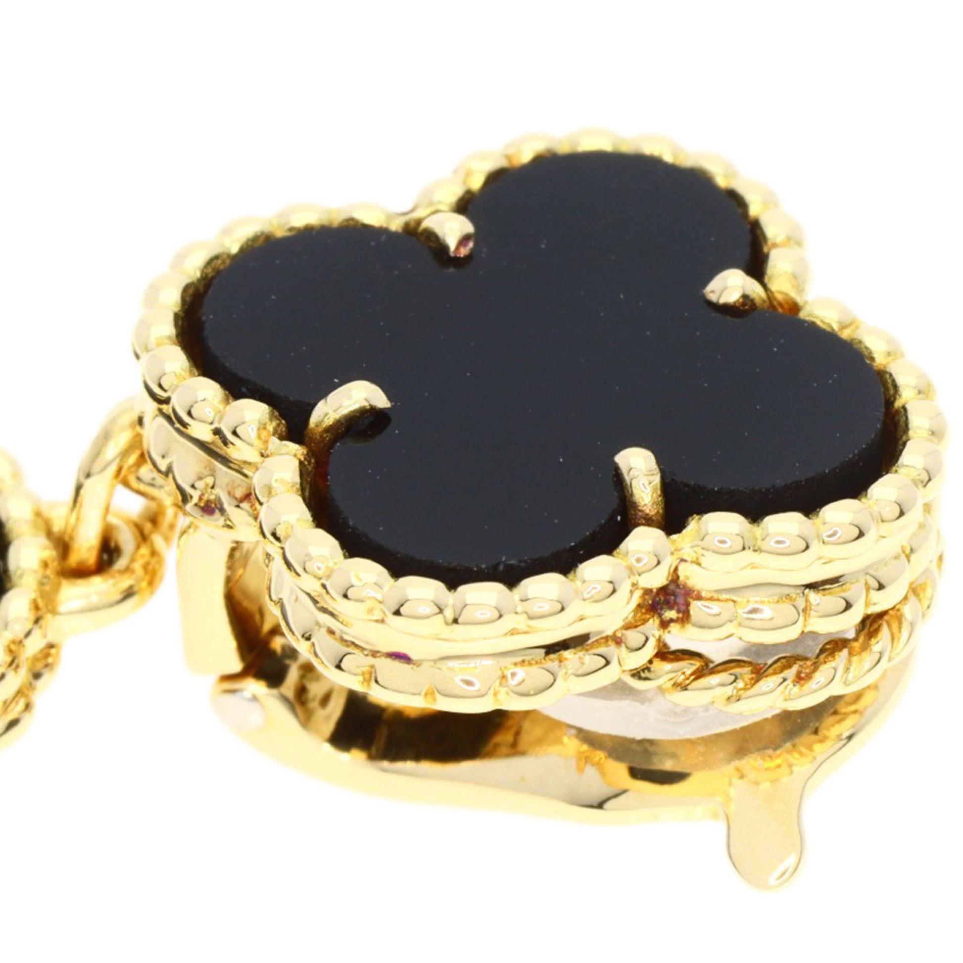 Van Cleef & Arpels Magic Alhambra Onyx Earrings in 18K Yellow Gold In Excellent Condition In London, GB