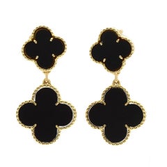 Van Cleef & Arpels Magic Alhambra Onyx-Ohrringe aus 18 Karat Gelbgold