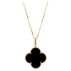 Van Cleef & Arpels Magic Alhambra Pendant Necklace 18k Yellow Gold and Onyx