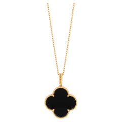 Van Cleef & Arpels Magic Alhambra Pendant Necklace 18K Yellow Gold and Onyx