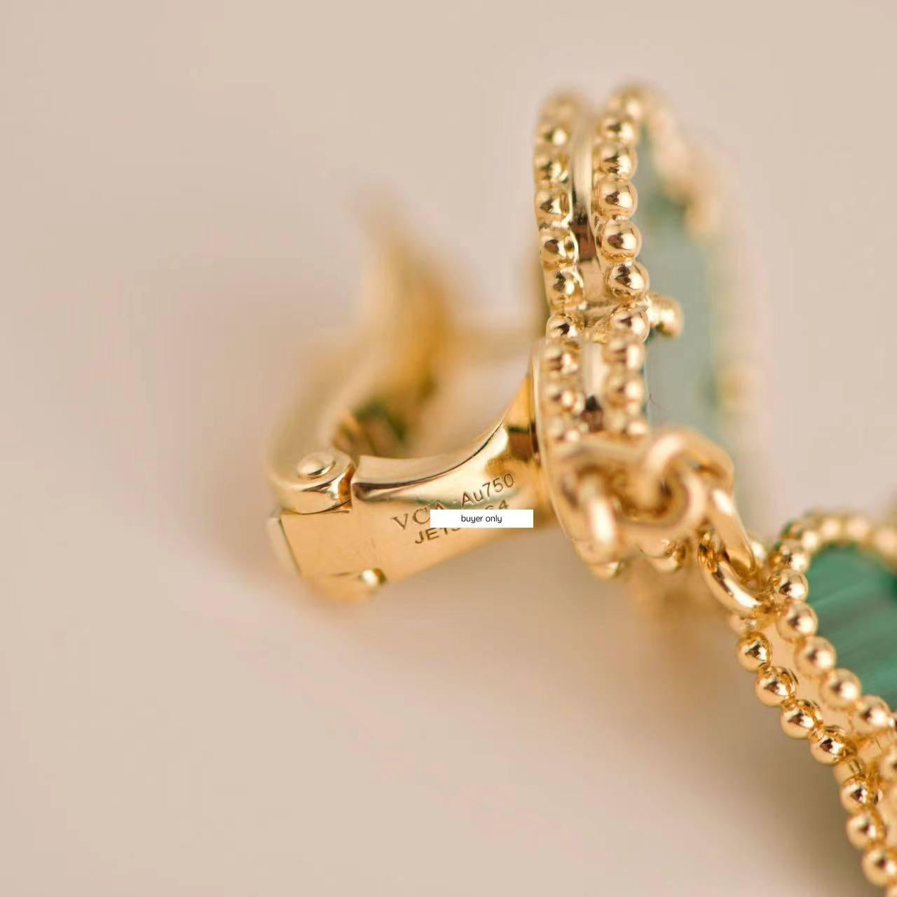 Uncut Van Cleef & Arpels Magic Alhambra Three Motifs Malachite Yellow Gold Earrings