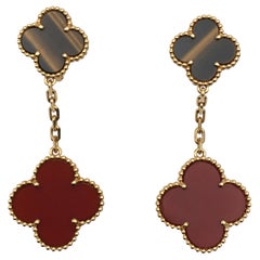 Van Cleef & Arpels 'Magic Alhambra' Tigers Eye and Carnelian Earrings