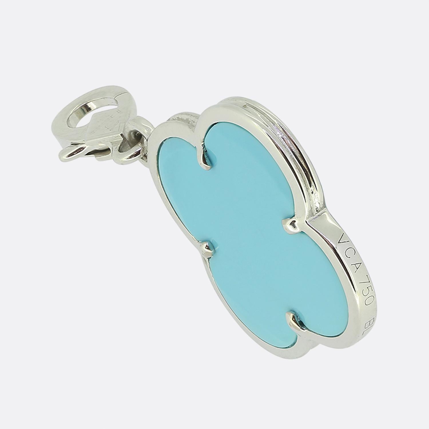 Round Cut Van Cleef & Arpels Magic Alhambra Turquoise Pendant For Sale