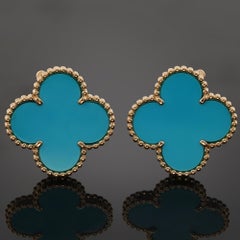 VAN CLEEF & ARPELS Magic Alhambra Turquoise Yellow Gold Earrings