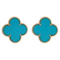 VAN CLEEF & ARPELS Magic Alhambra Turquoise Yellow Gold Earrings