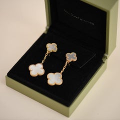 Van Cleef & Arpels Magic Alhambra Two Motif Mother of Pearl Yellow Gold Earrings