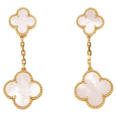 Van Cleef & Arpels Magic Alhambra Two Motifs Mother of Pearl Gold Earrings