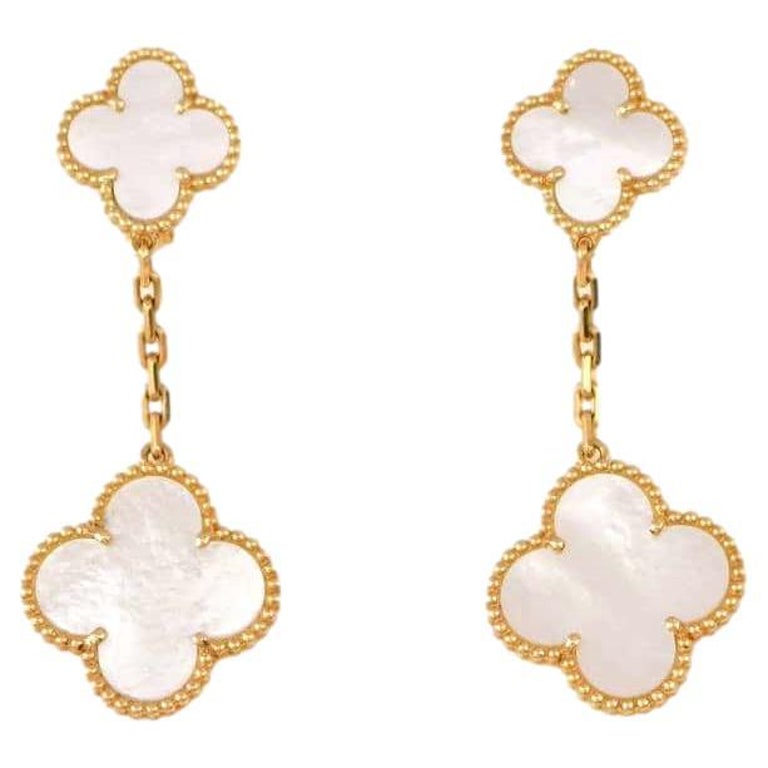 Van Cleef and Arpels Magic Alhambra Mother of Pearl Gold Earrings at 1stDibs