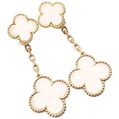 Van Cleef & Arpels Magic Alhambra White Coral Yellow Gold Earrings