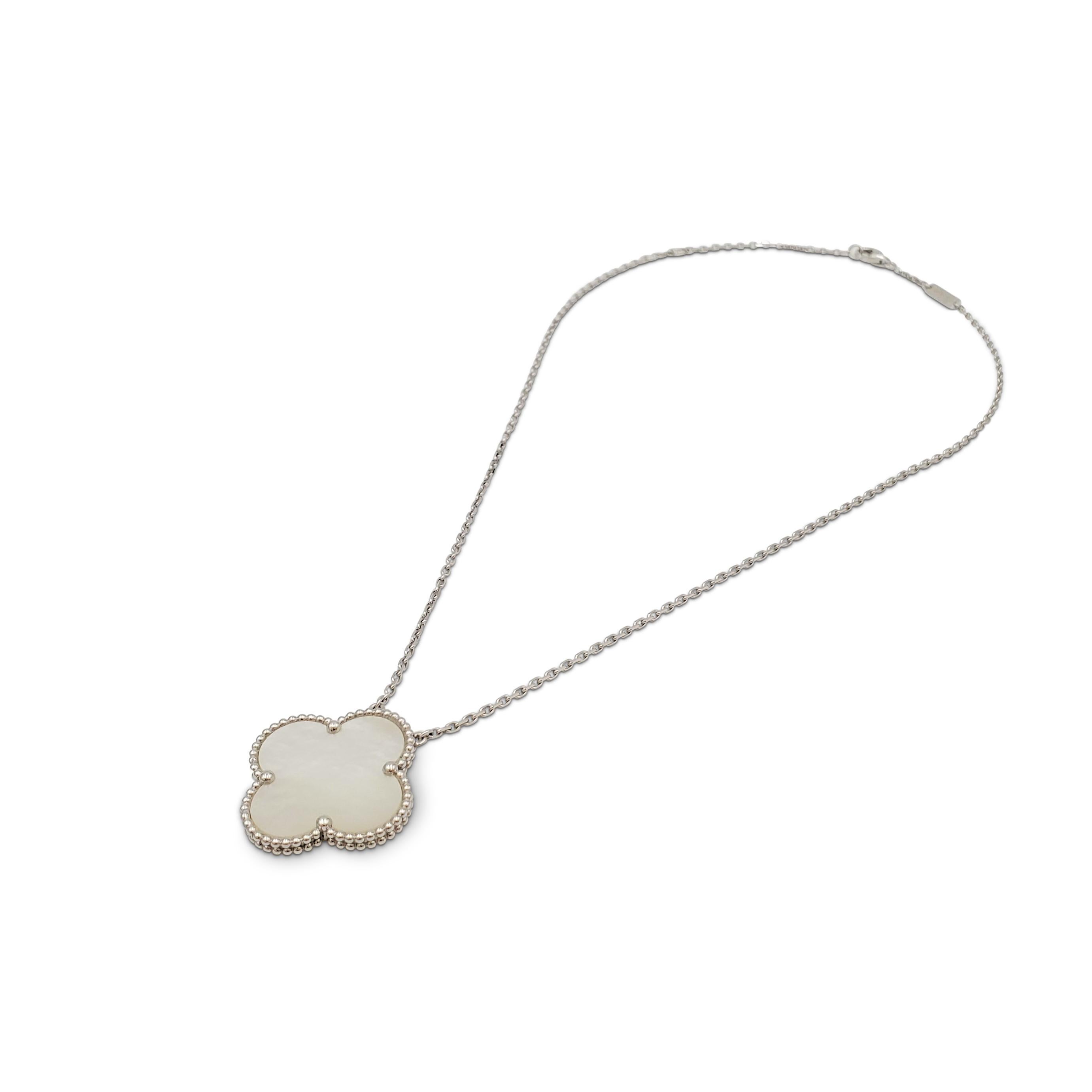 Uncut Van Cleef & Arpels 'Magic Alhambra' White Gold Mother of Pearl Pendant Necklace