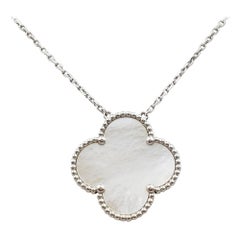 Van Cleef & Arpels 'Magic Alhambra' White Gold Mother of Pearl Pendant Necklace