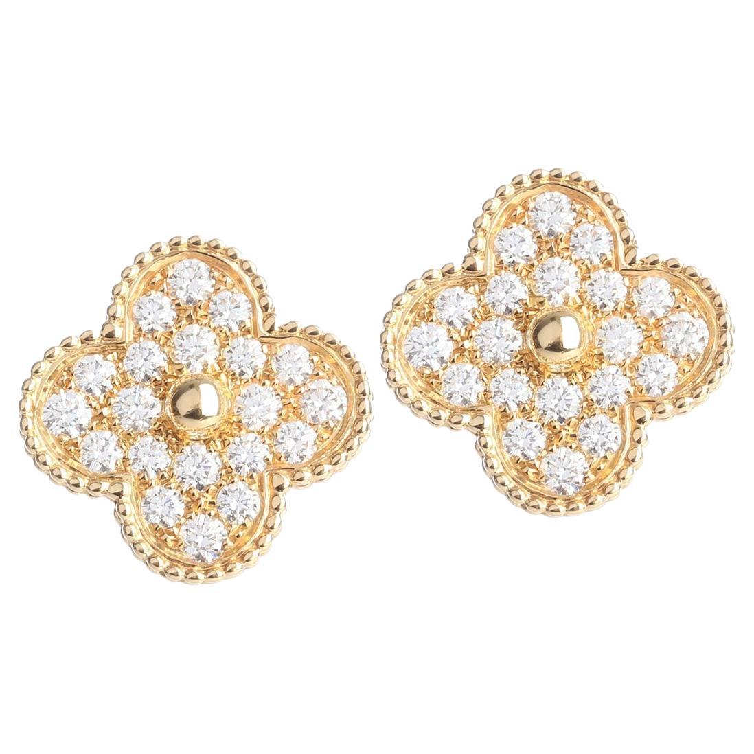 Van Cleef & Arpels Magic Alhambra Yellow 20mm Gold and Diamonds Earrings