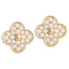 Van Cleef & Arpels Magic Alhambra Yellow 20mm Gold and Diamonds Earrings