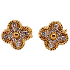 Van Cleef & Arpels Vintage Alhambra Yellow Gold and Diamond Earrings