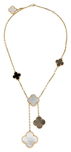 Van Cleef & Arpels Magic Alhambra Yellow Gold Mother of Pearl Onyx Necklace