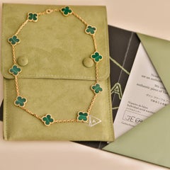 Van Cleef & Arpels Malachite 10 Motif 18k Yellow Gold Necklace