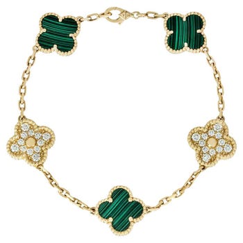 Van Cleef & Arpels Malachite and Diamond Vintage Alhambra Bracelet, 2019