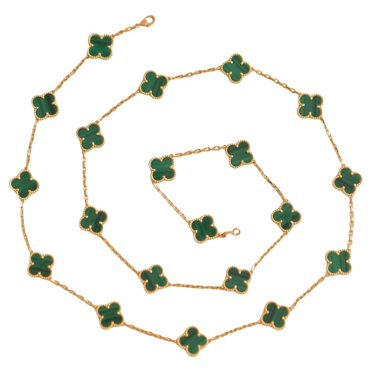 Van Cleef & Arpels Malachite Vintage Alhambra 20 Motif Necklace