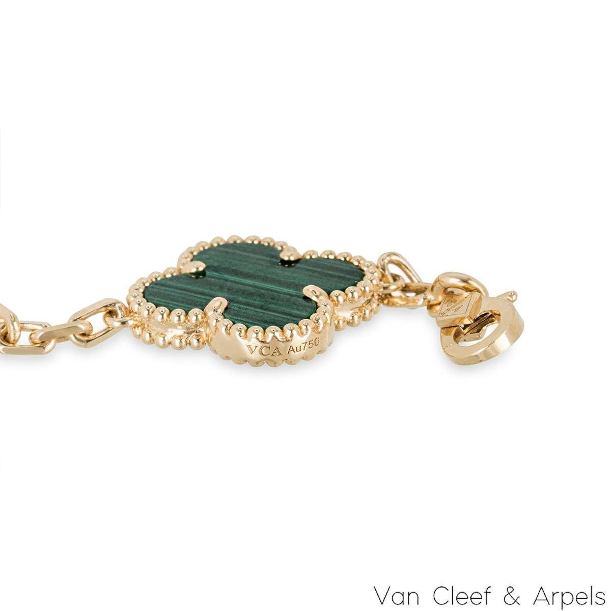 Van Cleef & Arpels Malachite Vintage Alhambra 5 Motif Bracelet VCARL80900 1