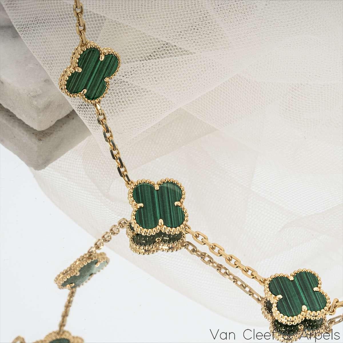 Van Cleef & Arpels Malachite Vintage Alhambra 5 Motif Bracelet VCARL80900 3