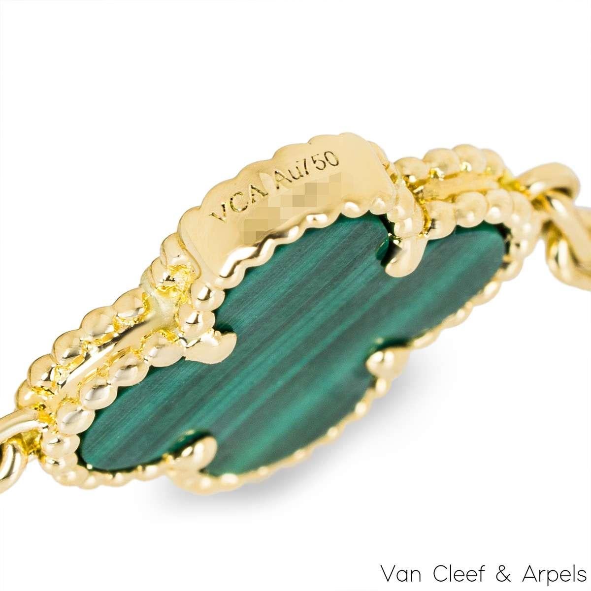 Van Cleef & Arpels Bracelet vintage Alhambra à 5 motifs en malachite VCARL80900 en vente 4