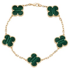 Van Cleef & Arpels Malachite Vintage Alhambra 5 Motif Bracelet VCARL80900