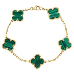 Van Cleef & Arpels Bracelet vintage Alhambra à 5 motifs en malachite VCARL80900