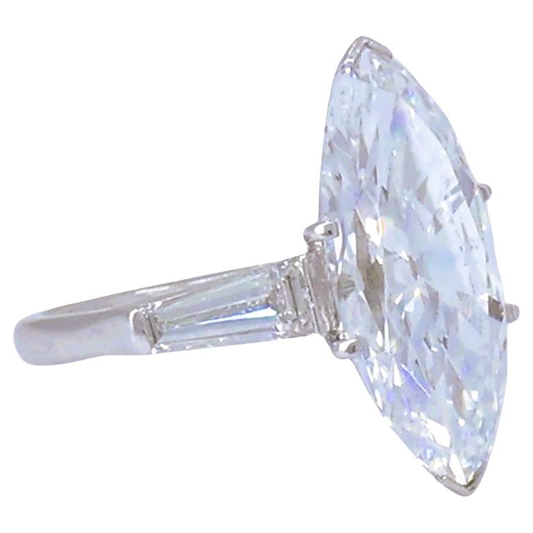 Van Cleef & Arpels Marquise Diamond Platinum Ring GIA 5.11-carat D VVS2 VCA For Sale 6