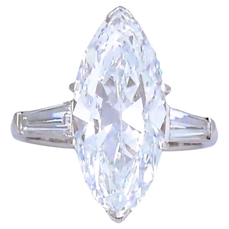 Van Cleef & Arpels Marquise Diamond Platinum Ring GIA 5.11-carat D VVS2 VCA For Sale 7